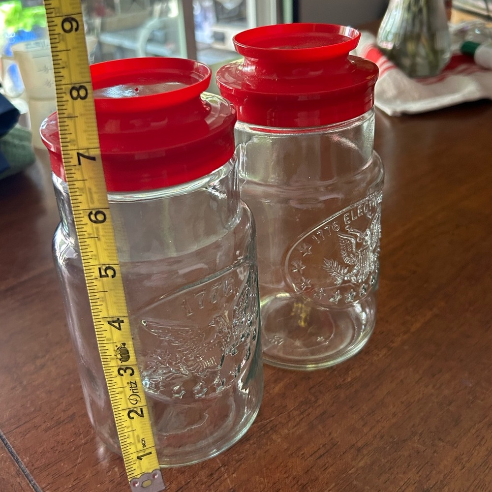 Anchor Hocking 1776 glass jars with lids.